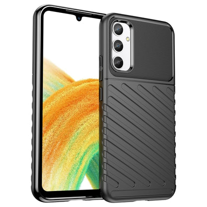 Black rugged shockproof TPU phone case shown with front and back protection