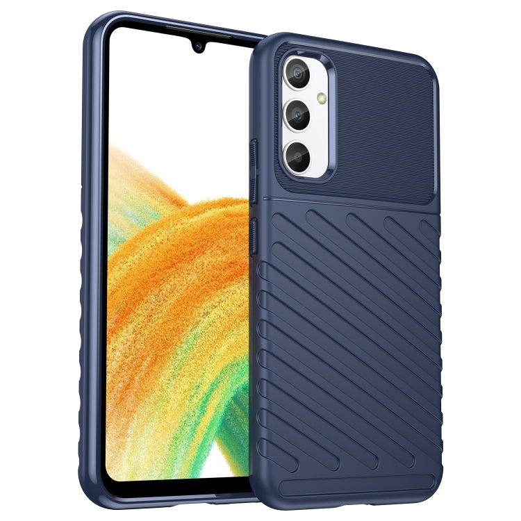 Blue rugged shockproof TPU phone case shown with front and back protection