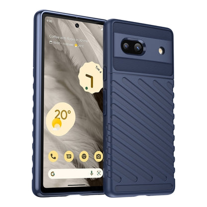 Shockproof TPU phone case, blue textured back with camera cutout and side grips