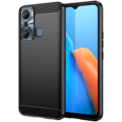 For Infinix Hot 20i Brushed Texture Carbon Fiber TPU Phone Case, For Infinix Hot 20i