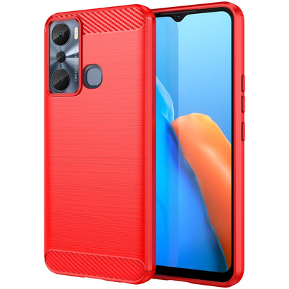 For Infinix Hot 20i Brushed Texture Carbon Fiber TPU Phone Case, For Infinix Hot 20i