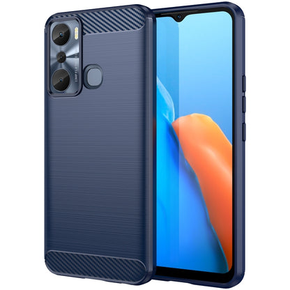 For Infinix Hot 20i Brushed Texture Carbon Fiber TPU Phone Case, For Infinix Hot 20i