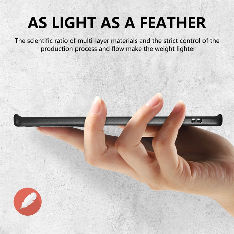 Black phone case with slim protective bumper, held in hand