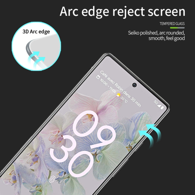 Curved 3D arc tempered glass screen protector with rounded edge, clear cover