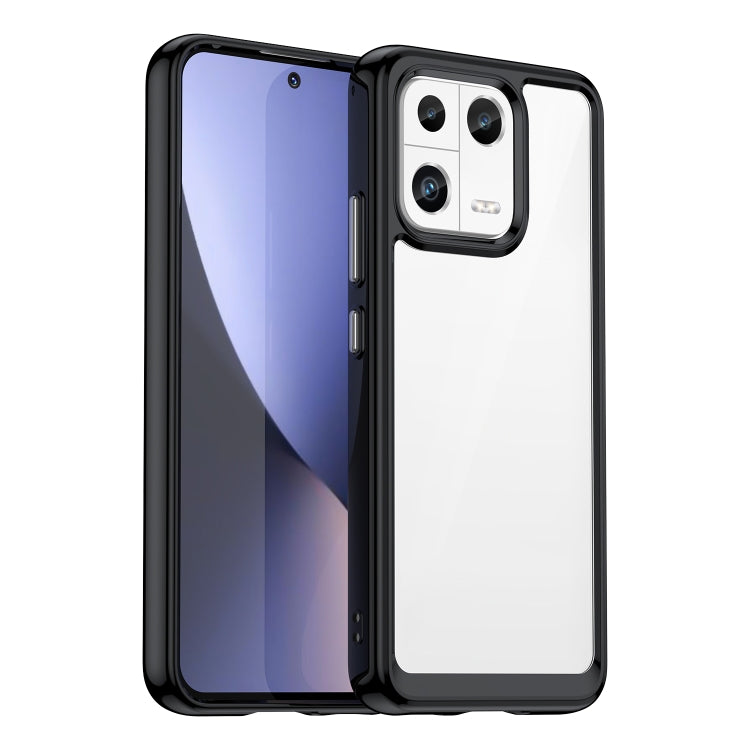 Phone case with clear back and black TPU edges, camera cutout and raised rim