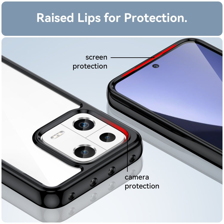 Phone case with clear back, black bumper, raised screen and camera protection