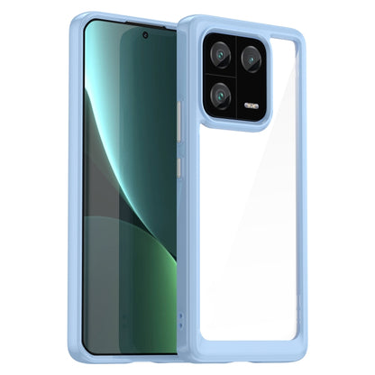 Light blue acrylic TPU phone case with clear back and camera cutout