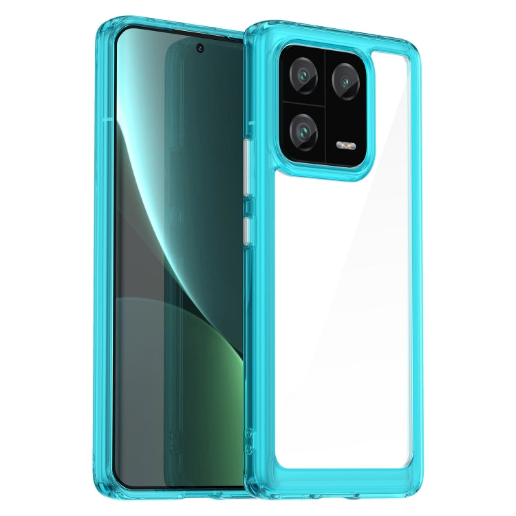 Turquoise acrylic TPU phone case with clear back and camera cutout