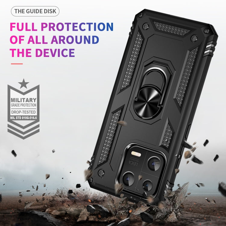 Shockproof rugged phone case with rotating ring holder, black TPU+PC shell