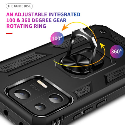 Rugged phone case with adjustable 100/360 rotating ring holder, black TPU+PC