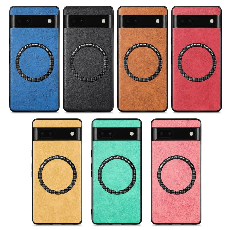 Google Pixel 6a MagSafe leather phone cases in multiple colors, circular card holder ring