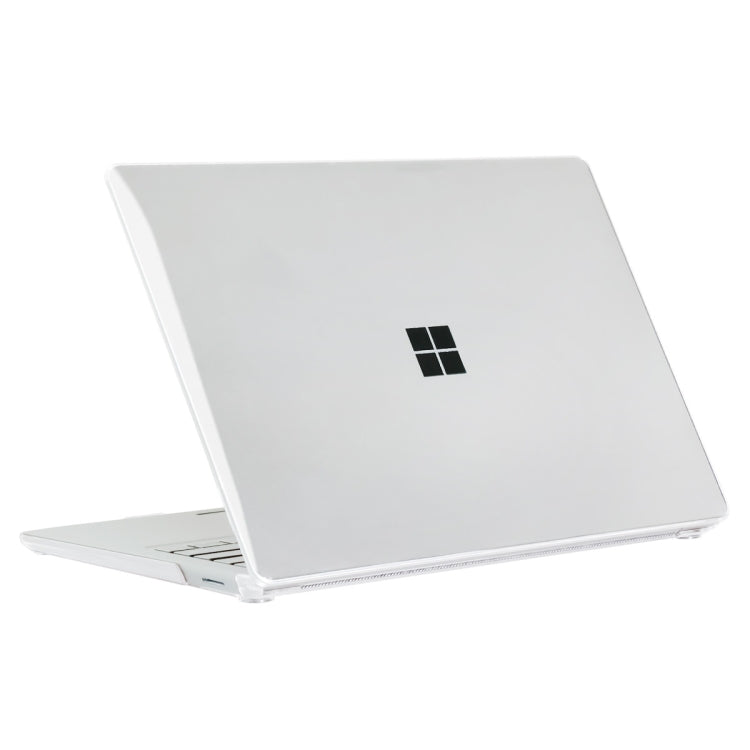 Transparent hard laptop case with front and side cutouts for Surface laptop