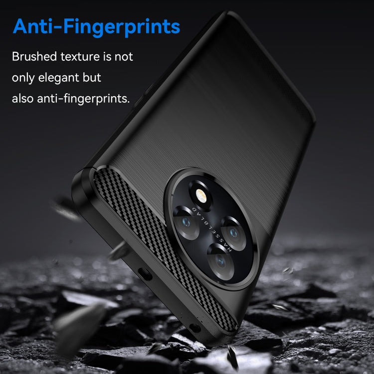 Brushed texture TPU phone case with carbon-fiber strip accent, black