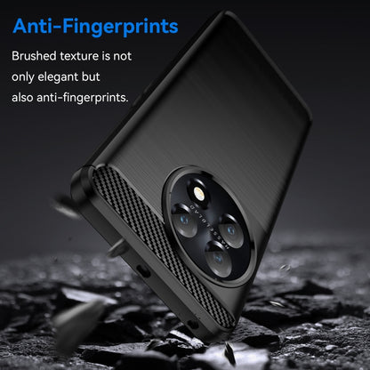 Brushed texture TPU phone case with carbon-fiber strip accent, black