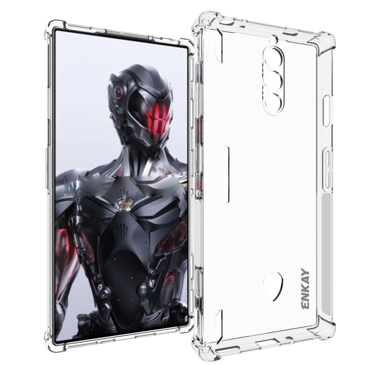 Clear TPU phone case with camera and button cutouts, shockproof corner bumpers