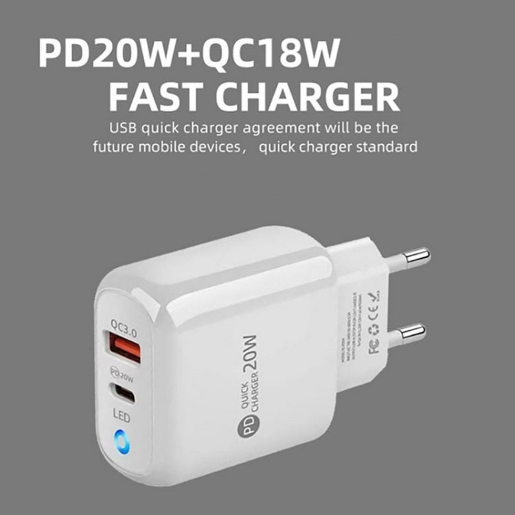 PD04 Type-C + USB Mobile Phone Charger with Type-C to Type-C Cable, UK Plug, UK Plug + Type-C to Type-C Cable