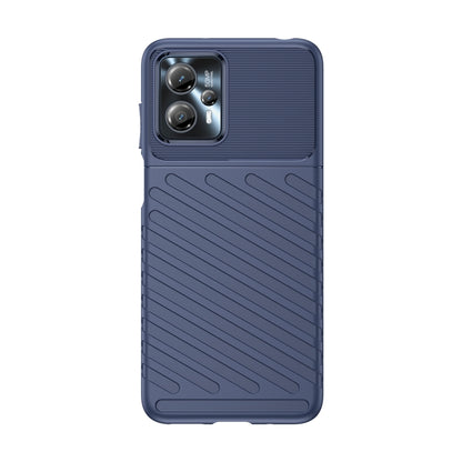 Shockproof TPU phone case in blue, front-facing back view with textured grip