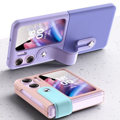 Skin Color Contrast Wrist Strap Bracket Folding Phone Case, For OPPO Find N2 Flip