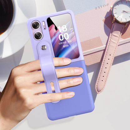 Skin Color Contrast Wrist Strap Bracket Folding Phone Case, For OPPO Find N2 Flip