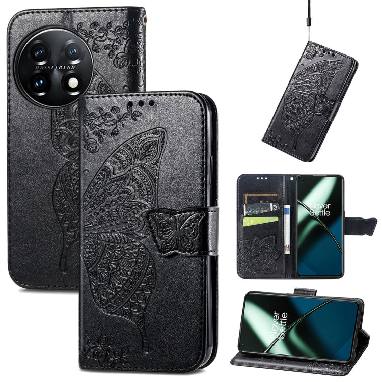 Black embossed butterfly flower flip leather phone wallet case with card slots