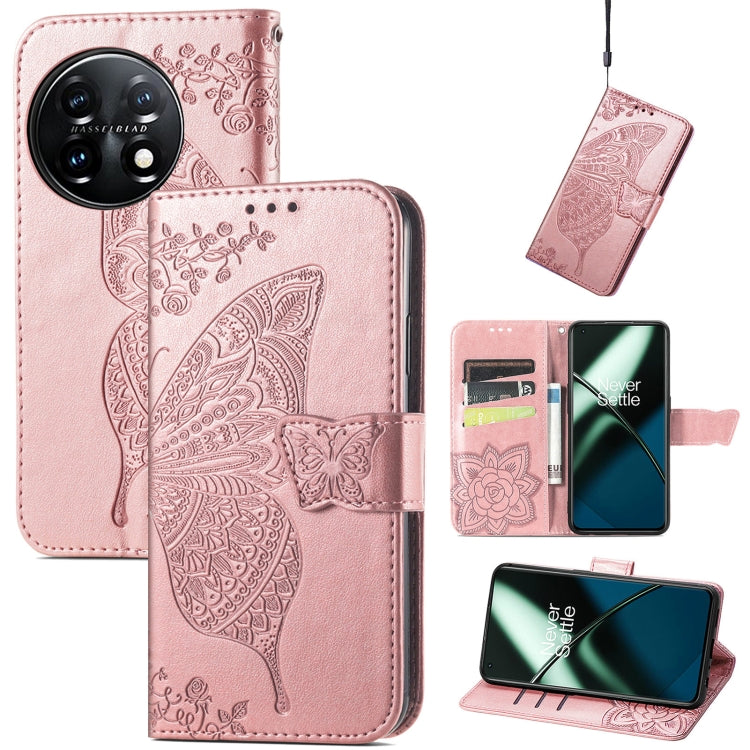 Rose gold embossed butterfly flower flip leather phone wallet case with card slots