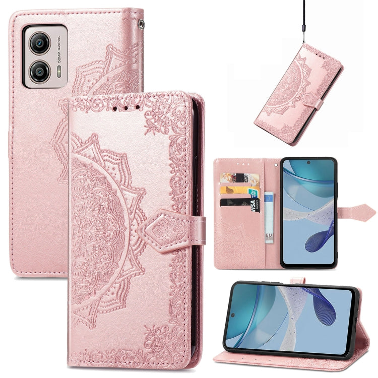 Mandala Flower Embossed Horizontal Flip Leather Phone Case, For Motorola  Moto G53 5G
