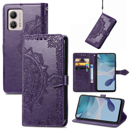 Mandala Flower Embossed Horizontal Flip Leather Phone Case, For Motorola  Moto G53 5G