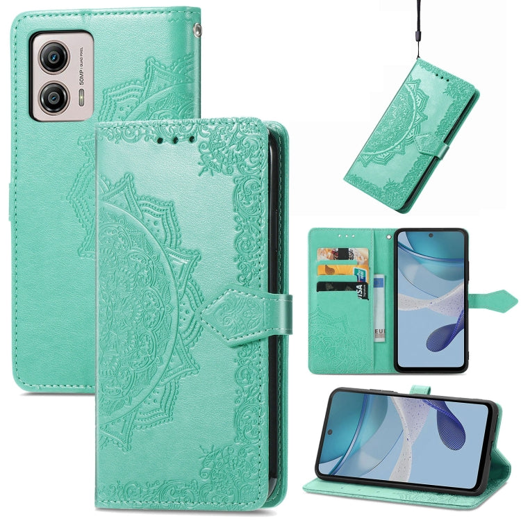 Mandala Flower Embossed Horizontal Flip Leather Phone Case, For Motorola  Moto G53 5G