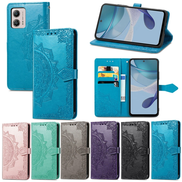 Mandala Flower Embossed Horizontal Flip Leather Phone Case, For Motorola  Moto G53 5G