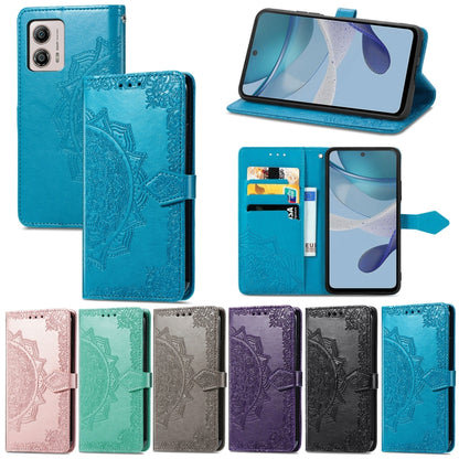 Mandala Flower Embossed Horizontal Flip Leather Phone Case, For Motorola  Moto G53 5G