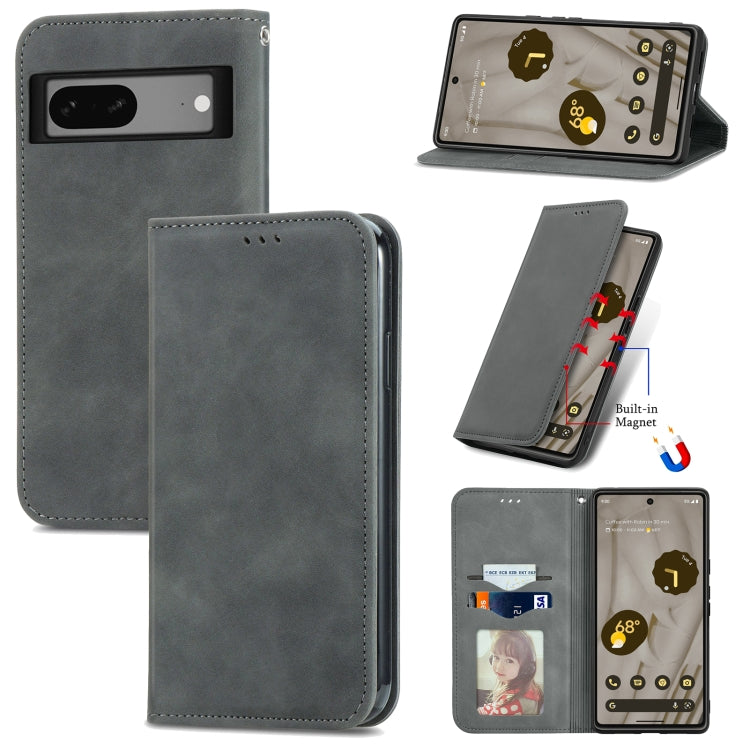 Gray magnetic flip leather phone case with card slot and camera cutout
