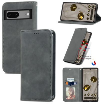 Gray magnetic flip leather phone case with card slot and camera cutout