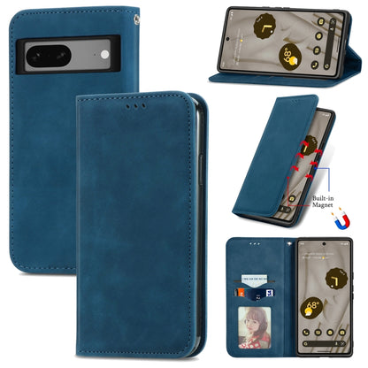 Blue magnetic flip leather phone case with card slot and camera cutout