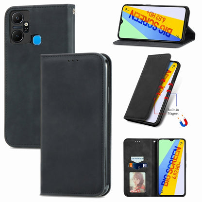 Black magnetic flip leather phone case with camera cutouts and card pocket.