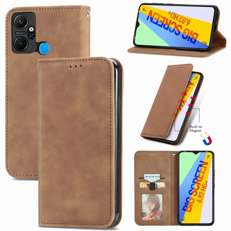 Brown magnetic flip leather phone case with card slot and stand