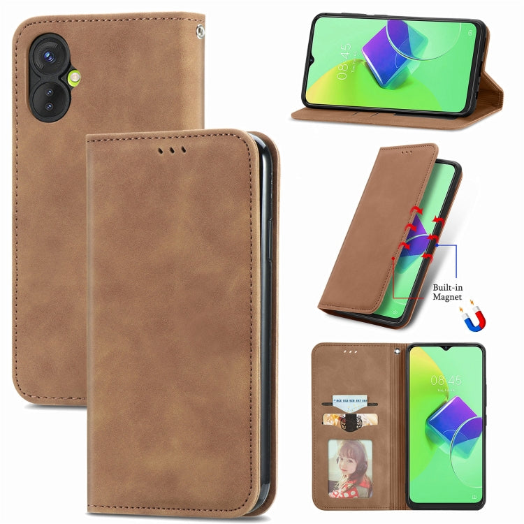 Tan-brown magnetic flip leather phone case with card slot and stand