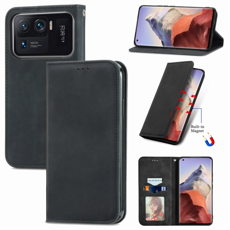Black magnetic flip leather phone case with card slot and viewing stand