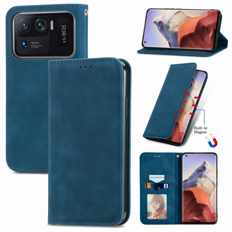 Blue magnetic flip leather phone case with card slot and camera lens cutouts