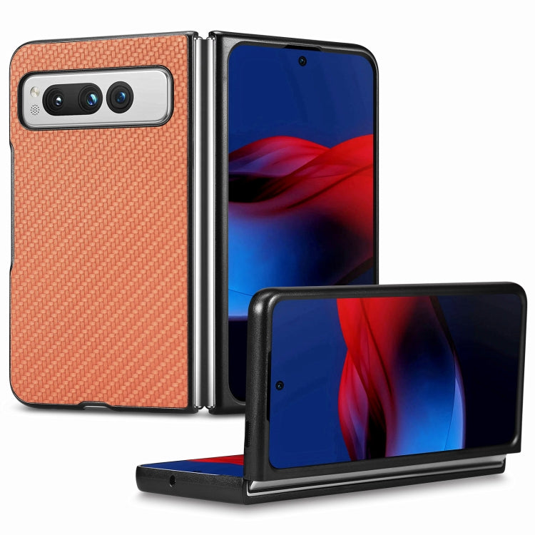 Carbon Fiber Texture Leather Back Cover Phone Case, For Honor Magic Vs, For OPPO Find N2 Flip, For OPPO Find N2, For Google Pixel Fold