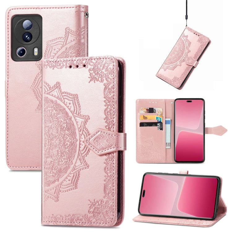Mandala Flower Embossed Horizontal Flip Leather Phone Case, For Xiaomi 13 Lite