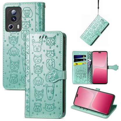 Cute Cat and Dog Embossed Leather Phone Case, For Xiaomi 13 Lite