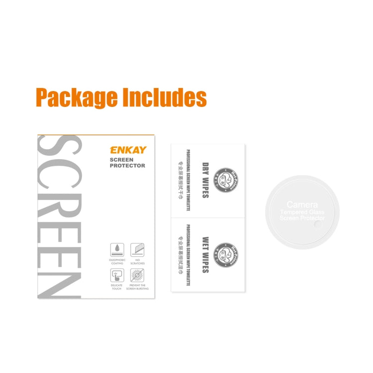 Camera lens tempered glass film package with protector films and cleaning accessories