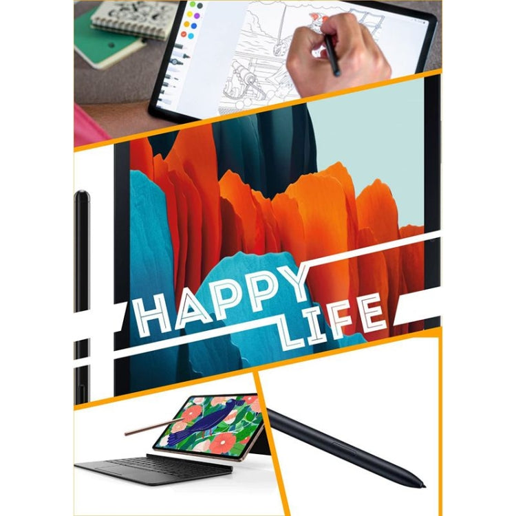 Black stylus drawing on tablet screen