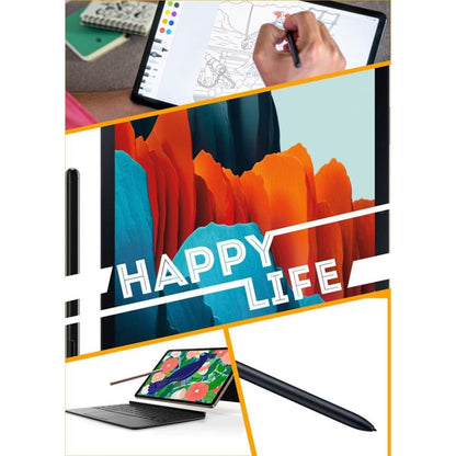 Black stylus drawing on tablet screen