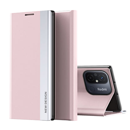 Side Electroplated Adsorption Leather Phone Case, For Xiaomi Redmi 12C