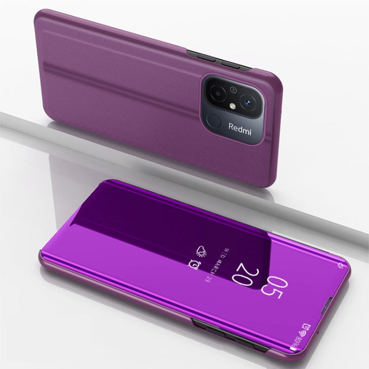 Plated Mirror Horizontal Flip Leather Case with Holder, For Xiaomi Redmi 12C
