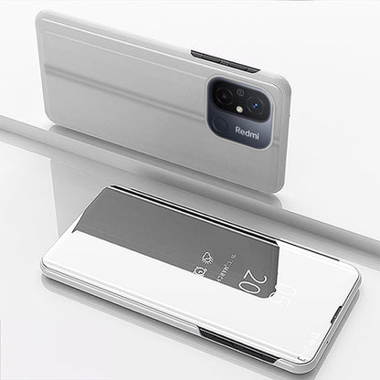 Plated Mirror Horizontal Flip Leather Case with Holder, For Xiaomi Redmi 12C