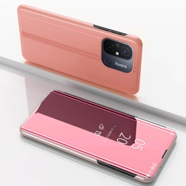 Plated Mirror Horizontal Flip Leather Case with Holder, For Xiaomi Redmi 12C