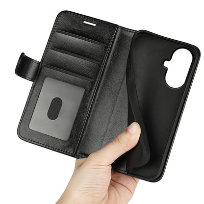 Black textured leather flip phone case interior with card slot and phone holder