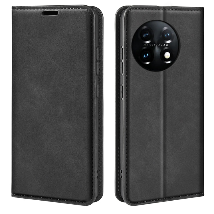 Black leather flip phone case with front cover and camera cutout, stitched edges